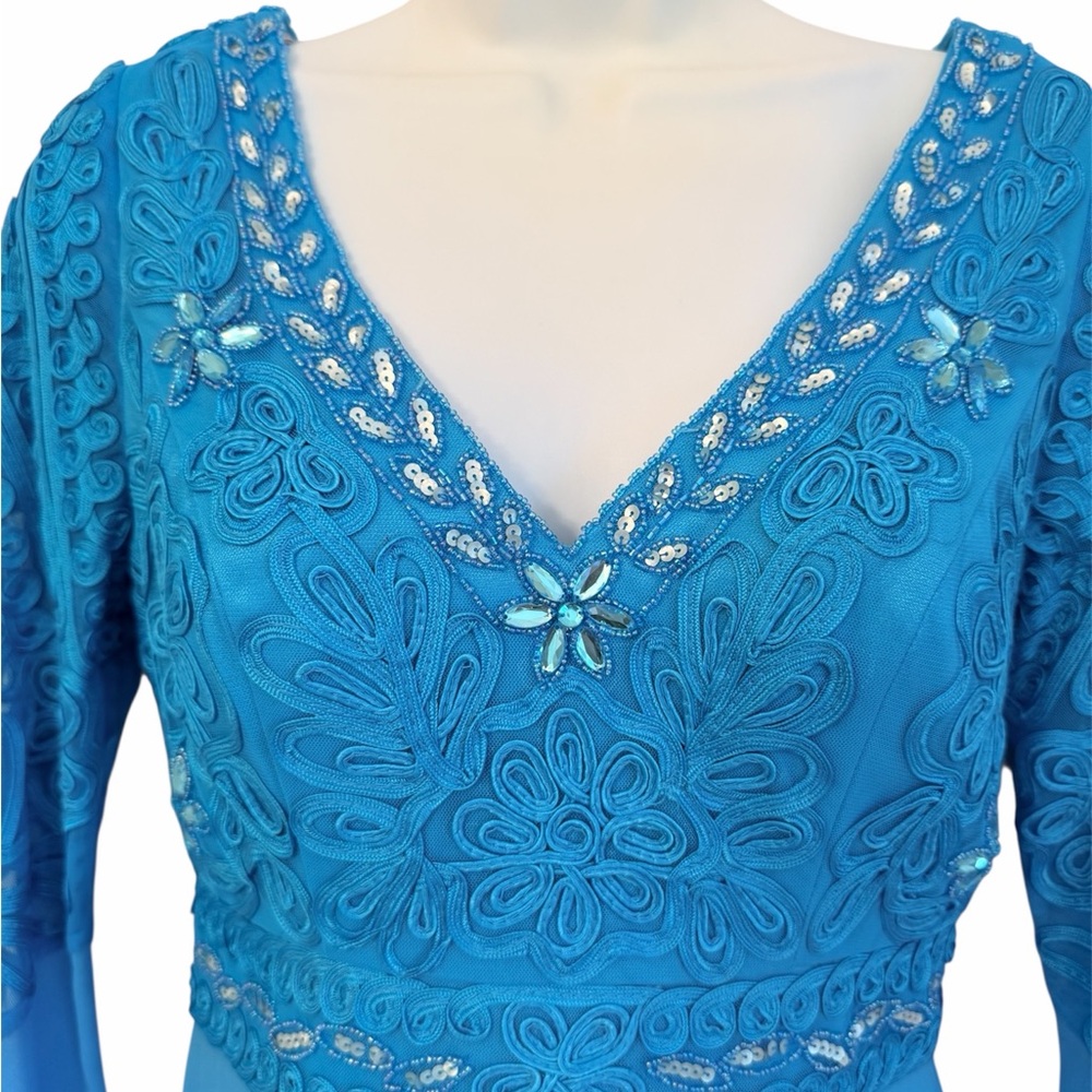 Sue Wong Formal Gown NWT Long Dress Blue Embellished Size 2